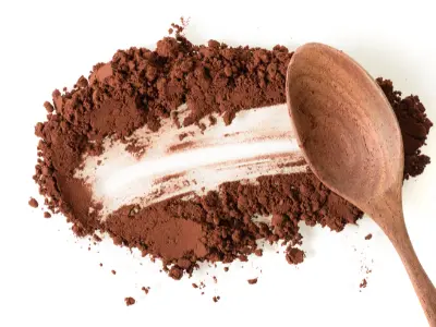 Cocoa powder with a spoon