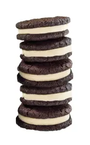 Homemade Oreos stacked